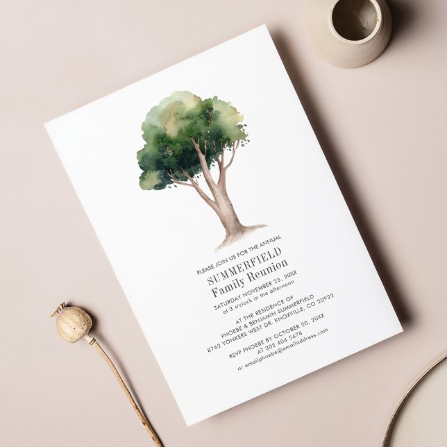 Watercolor Tree Modern Family Reunion Invitation (Creator Uploaded)