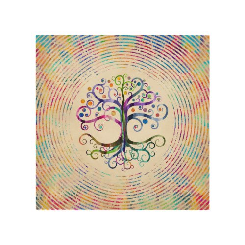 Watercolor Tree of life Wood Wall Art