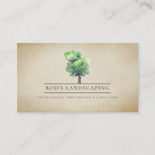 Watercolor Tree Vintage Look Custom Business Card