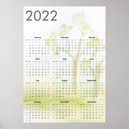 Watercolor trees 2022 Poster