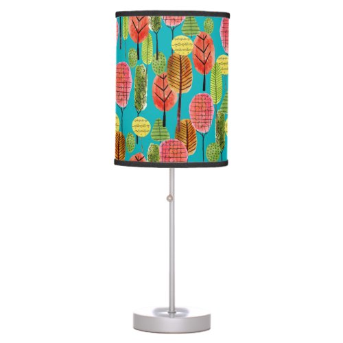 Watercolor Trees Accent Lamp Teal