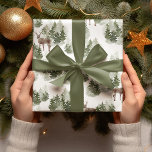 Watercolor Trees And Deer Green Christmas Wrapping Paper<br><div class="desc">Watercolor Trees And Deer Green Christmas</div>