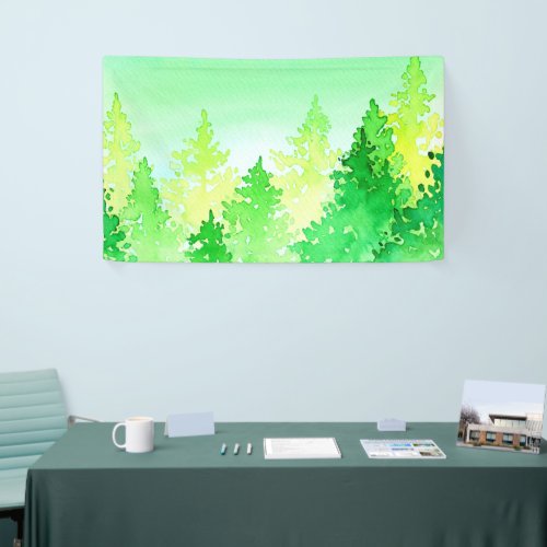 Watercolor Trees Banner