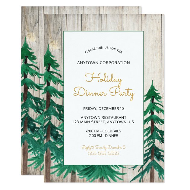 Watercolor Trees Corporate Holiday Party Invitation