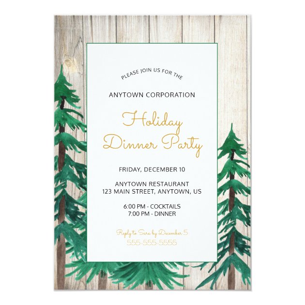 Watercolor Trees Corporate Holiday Party Invitation