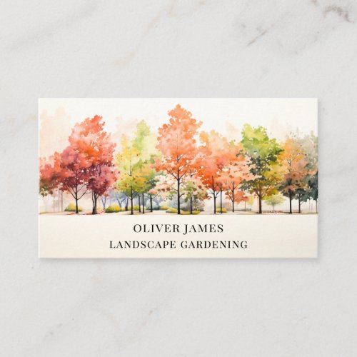 Watercolor Trees Landscaping Gardening Plant Business Card