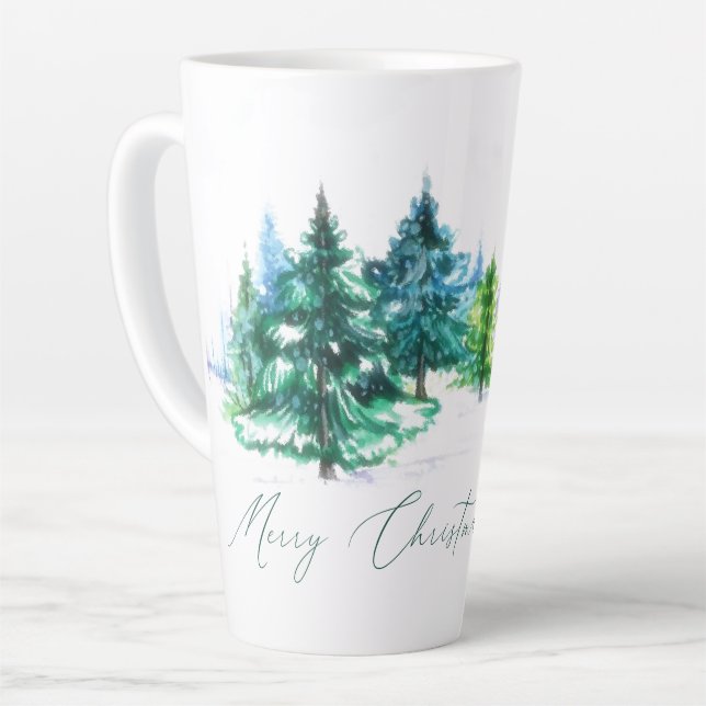 Watercolor trees  latte mug (Left Angle)