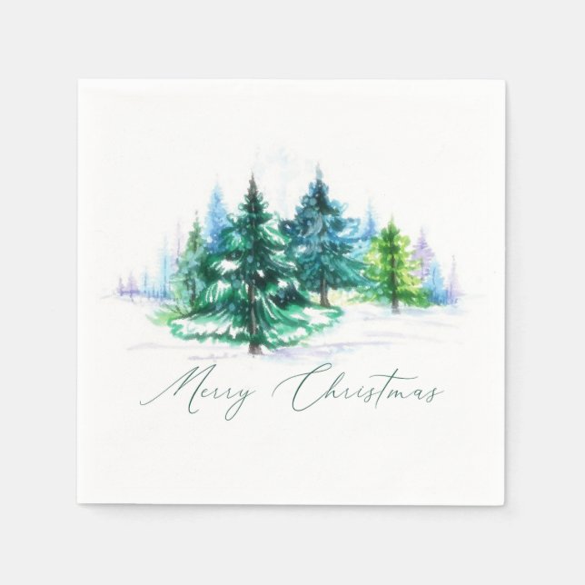 Watercolor trees  napkins (Front)