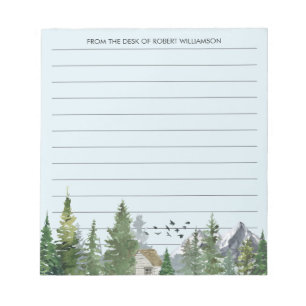 Watercolor Trees Nature Forest Mountains Lined Notepad