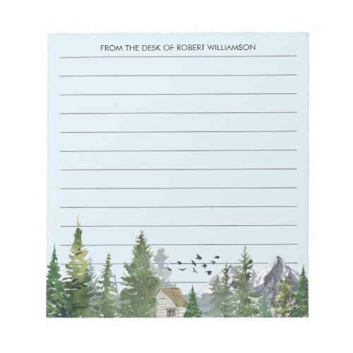 Watercolor Trees Nature Forest Mountains Lined Notepad