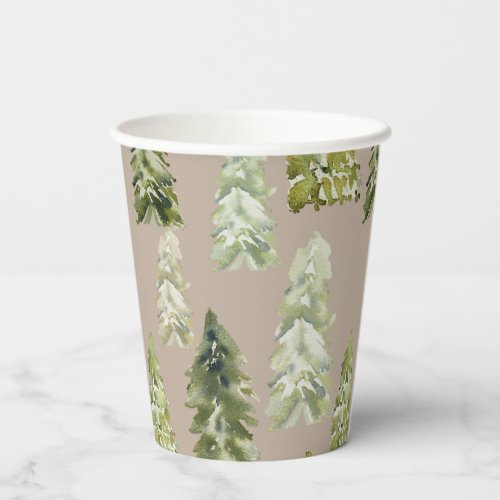 Watercolor Trees Paper Cups