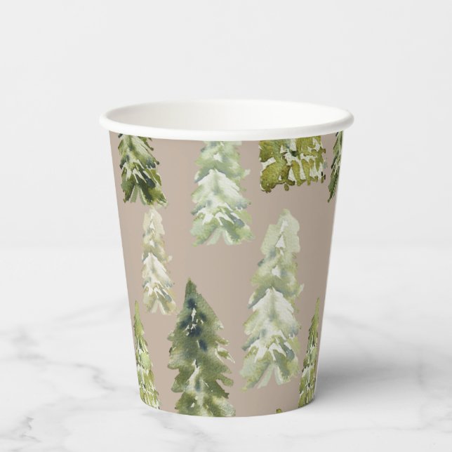 Watercolor Trees Paper Cups (Back)