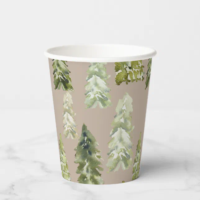 Watercolor Trees Paper Cups | Zazzle