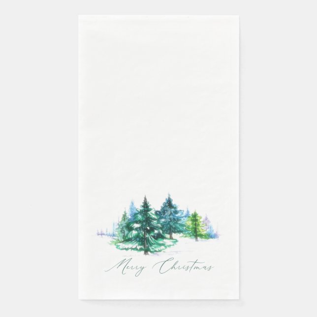 Watercolor trees  paper guest towels (Front)