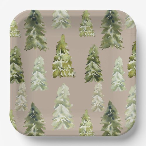 Watercolor Trees Paper Plates