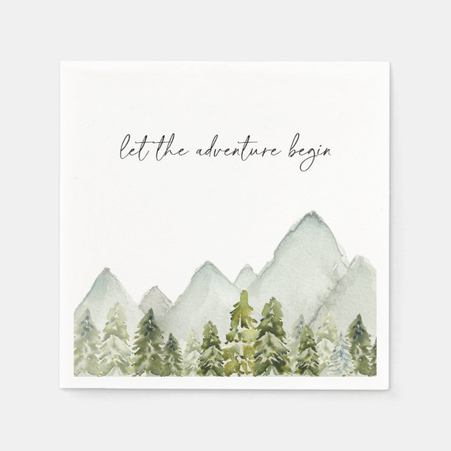 Watercolor Trees Paper Plates Napkins (Front)
