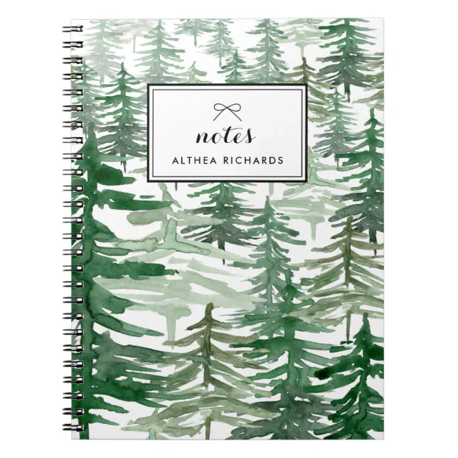 Watercolor Trees Pattern Personalized Notebook I | Zazzle