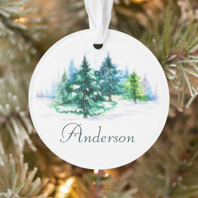 Watercolor trees personalized ornament (Tree)