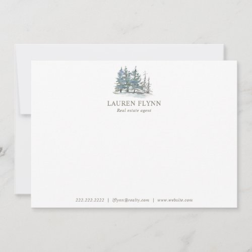 Watercolor Trees Personalized Realtor Stationery Note Card