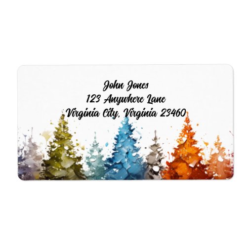 Watercolor Trees Return Address Label