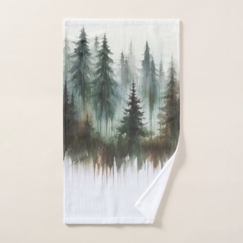 Watercolor Trees Rustic Wilderness  Bath Towel Set