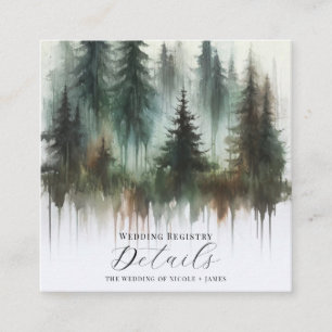 Watercolor Trees Rustic Wilderness Details Square Business Card
