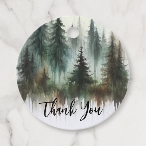 Watercolor Trees Rustic Wilderness Wedding Favor Tags