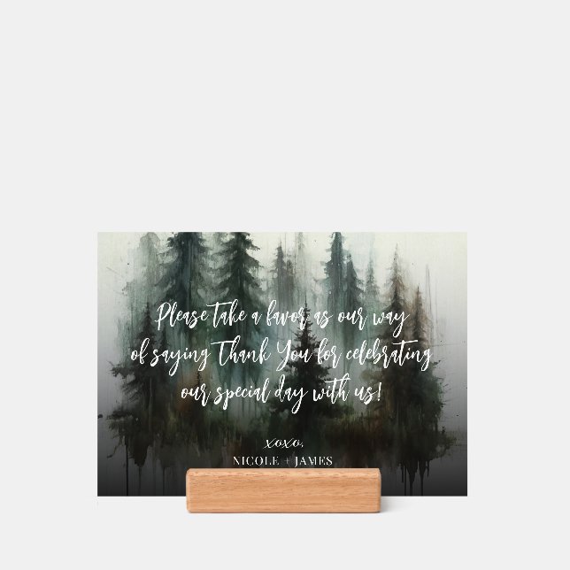 Watercolor Trees Rustic Wilderness Wedding Favors  Holder (Woodblock)