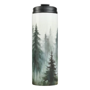 Watercolor Trees Rustic Wilderness Wedding Thermal Tumbler