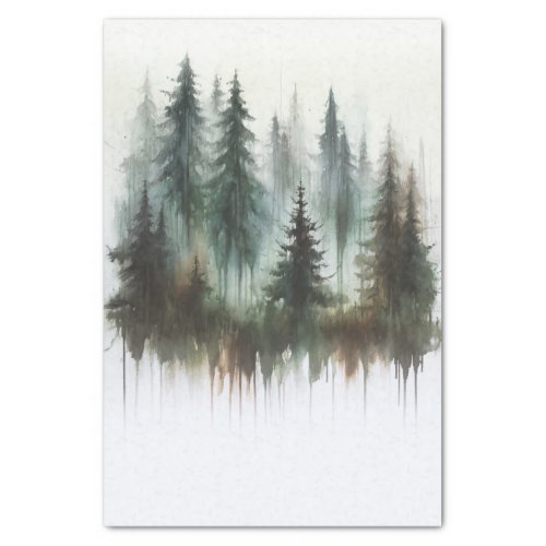 Watercolor Trees Rustic Wilderness Wedding Tissue Paper