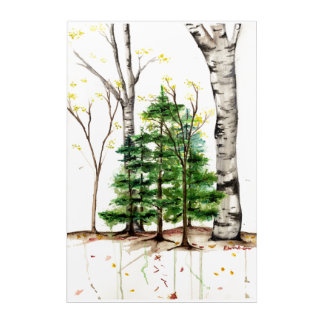 watercolor trees wall panel acrylic print