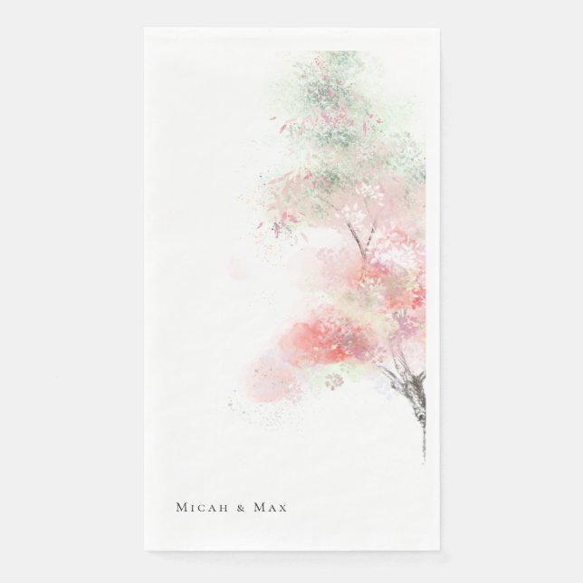 Watercolor Trees Wedding  Paper Guest Towels (Front)