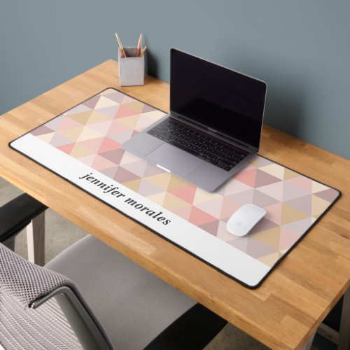 Watercolor Triangle Mauve Gray Pink Cream MONOGRAM Desk Mat