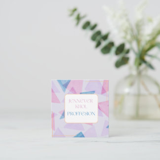 Watercolor Triangle Mauve Gray Pink Cream QR CODE Square Business Card