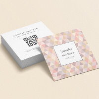Watercolor Triangle Mauve Gray Pink Cream QR CODE