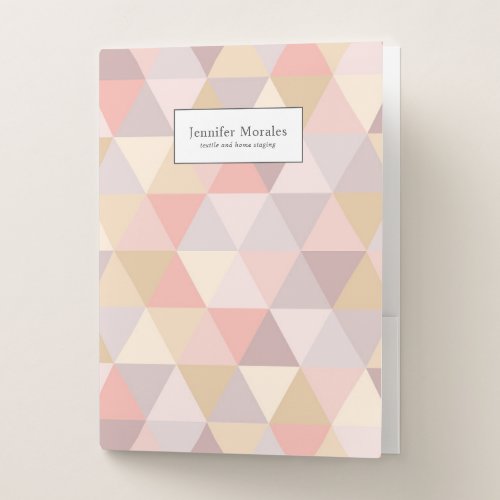 Watercolor Triangle Mauve Gray Pink Cream Yellow  Pocket Folder