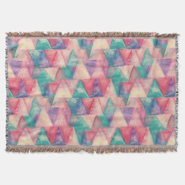 Watercolor Triangle Pattern + your ideas Throw Blanket (Front)