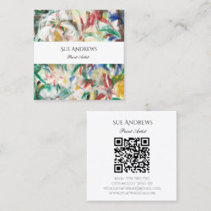 Watercolor Triangle Personalized Artist QR Code Square Business Card