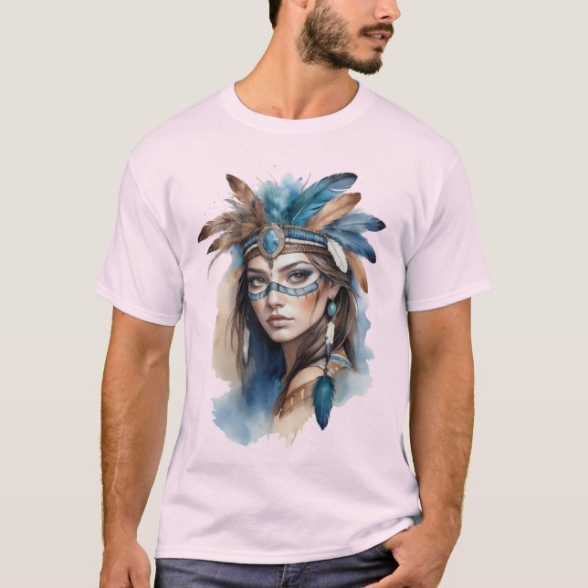 Watercolor Tribal Beauty: Spirit of Bohemian Art T-Shirt (Front)