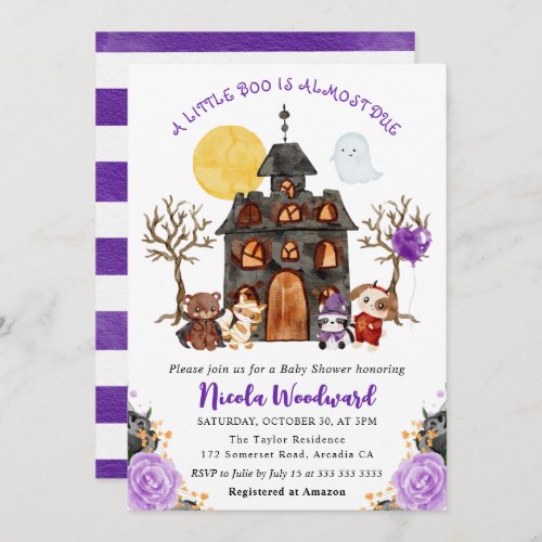 Watercolor Trick or Treat Halloween Baby Shower Invitation