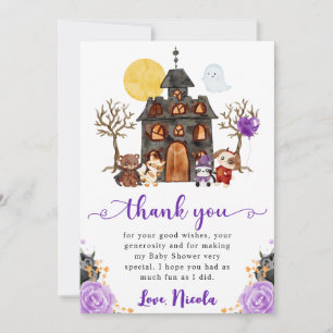 Watercolor Trick or Treat Halloween Baby Shower Thank You Card