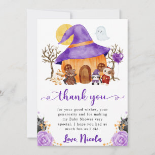 Watercolor Trick or Treat Halloween Baby Shower Thank You Card