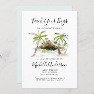 Watercolor Tropic Bachelorette Weekend Invitation