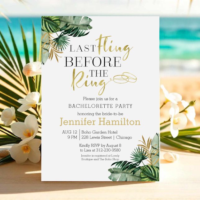Watercolor Tropical Bachelorette Party Invitation (Creator Uploaded)