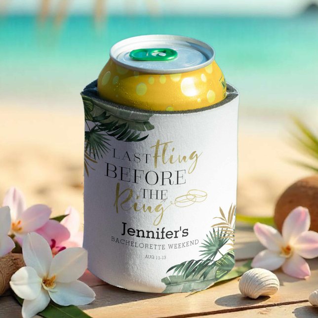 Watercolor Tropical Bachelorette Weekend Can Cooler (Creator Uploaded)