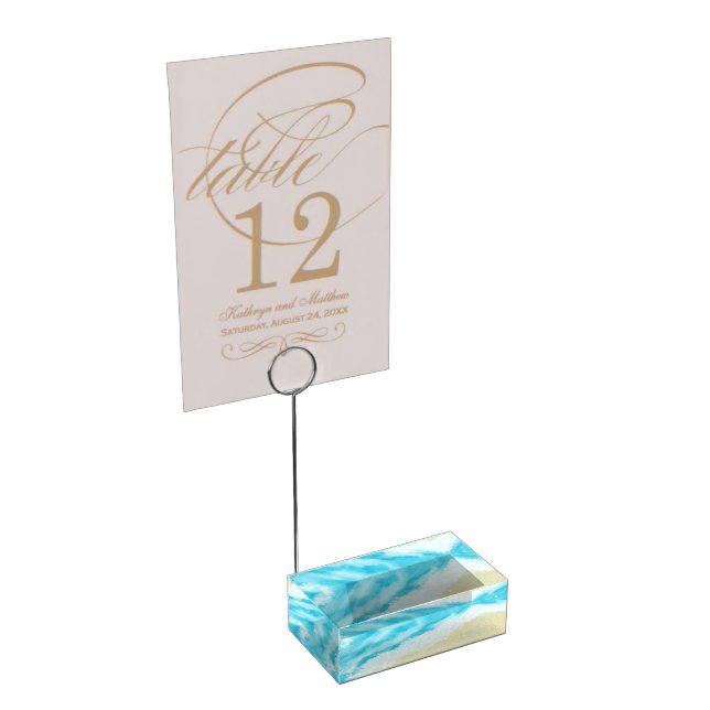 Watercolor Tropical Beach Bokeh Lights Place Card Holder (Corner)