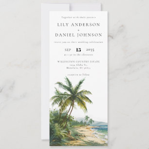 Watercolor Tropical Beach Destination Wedding Invitation