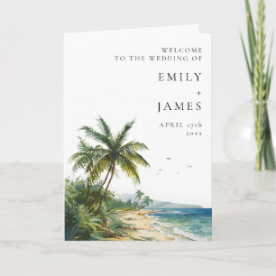 Watercolor Tropical Beach Elegant Wedding Program