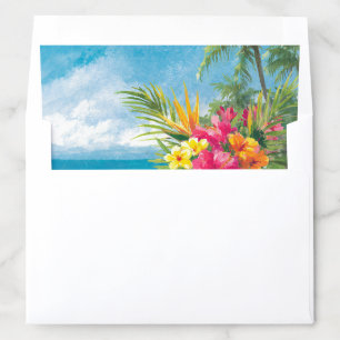 Watercolor Tropical Beach Floral Mason Jar Wedding Envelope Liner