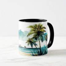 Watercolor Tropical Beach Mug